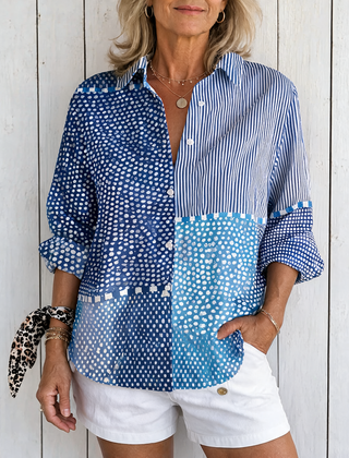 Fiora | Ocean Patchwork Blouse - Multicolor