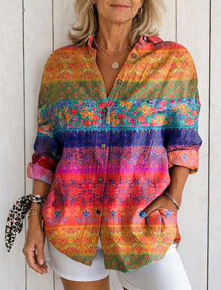 Valeria | Vibrant Artistic Button-Up Blouse - Multicolor 5