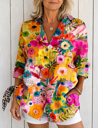 Valeria | Vibrant Artistic Button-Up Blouse - Multicolor 6