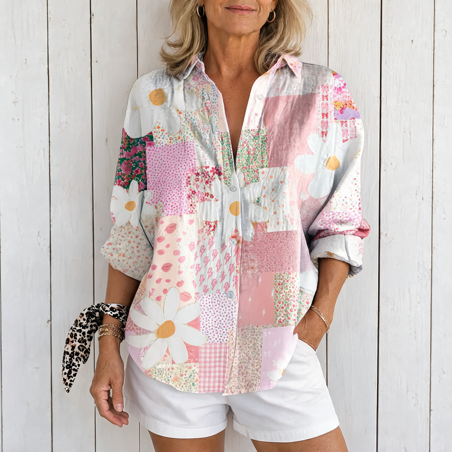 Fanny | Patchwork Daisy Blouse - Multicolor
