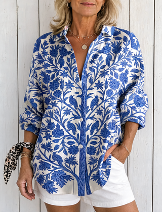 Frederikke | Blue Garden Blouse - Multicolor
