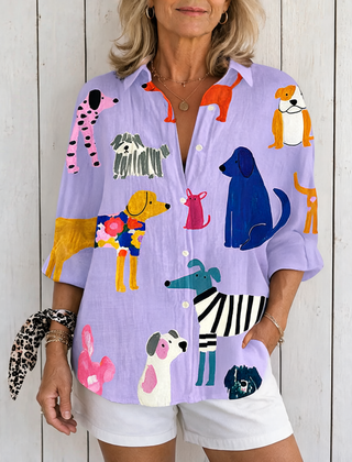 Florence | Playful Dogs Blouse - Multicolor