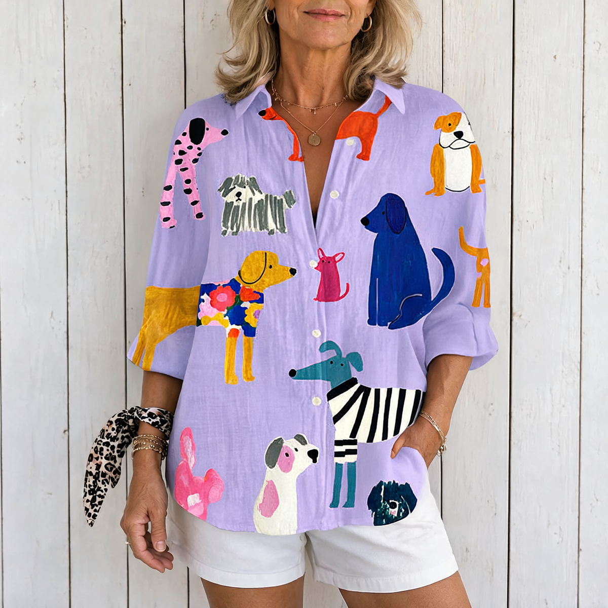 Florence | Playful Dogs Blouse - Multicolor