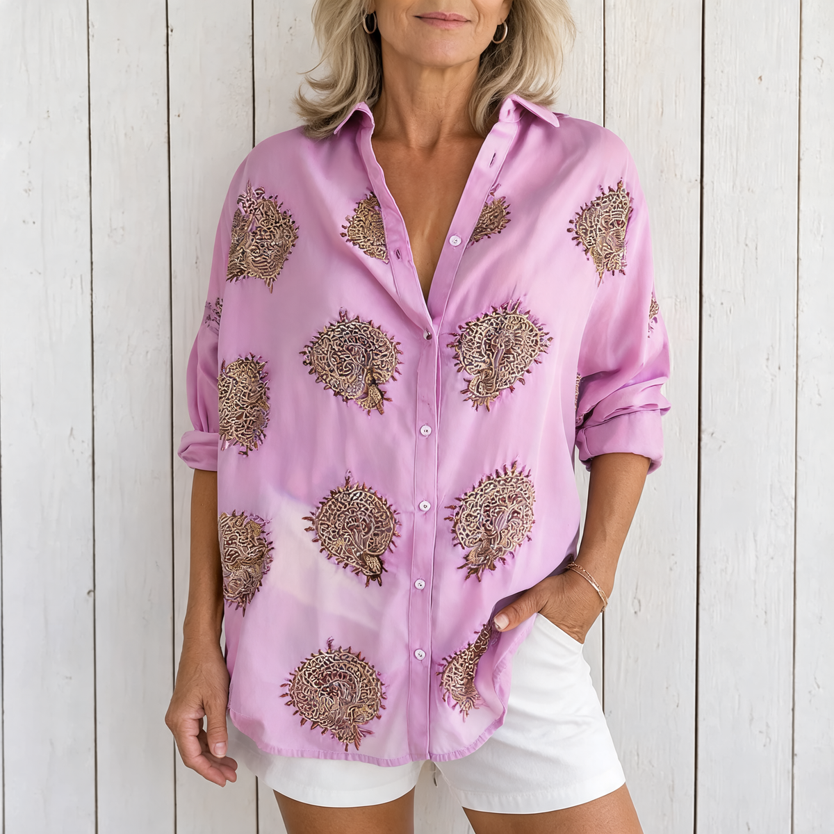Gaby | Elegant Breathable Blouse - Coral Pink