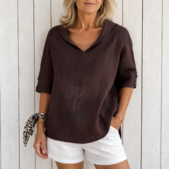 Lyndzi | Everyday Button Blouse - Brown