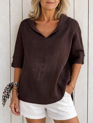 Lyndzi | Everyday Button Blouse - Brown
