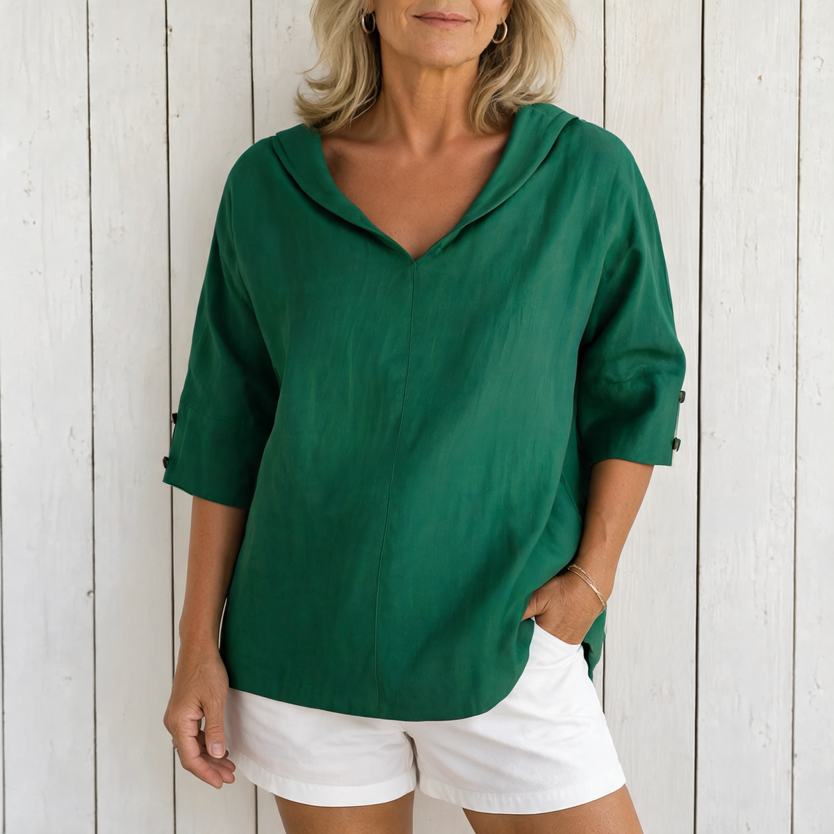 Lyndzi | Everyday Button Blouse - Green