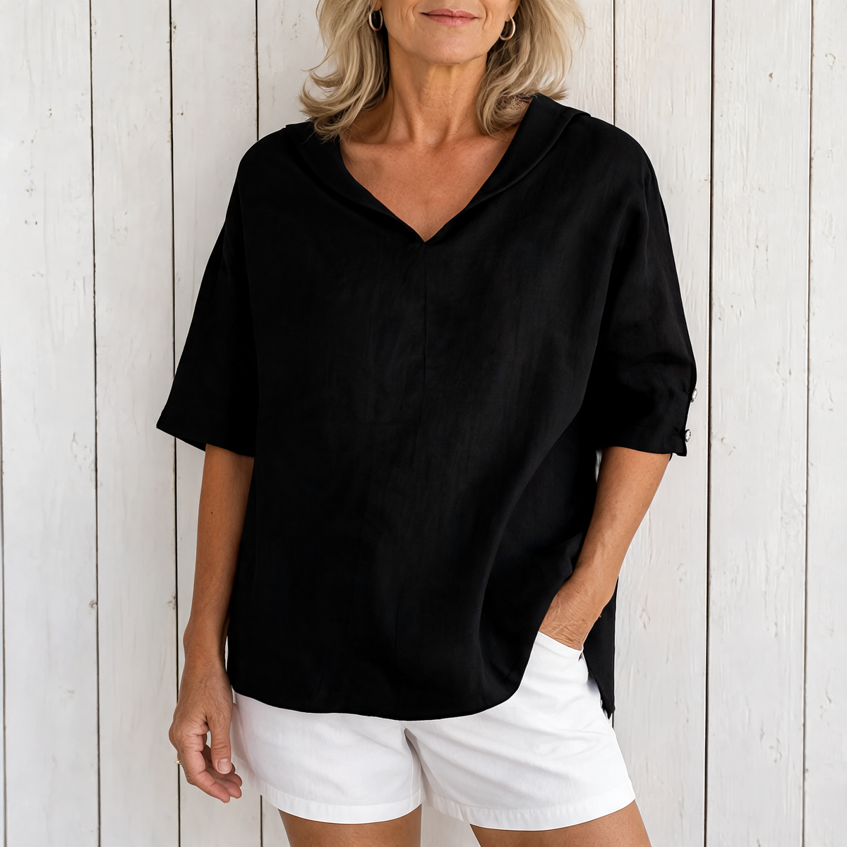 Lyndzi | Everyday Button Blouse - Black