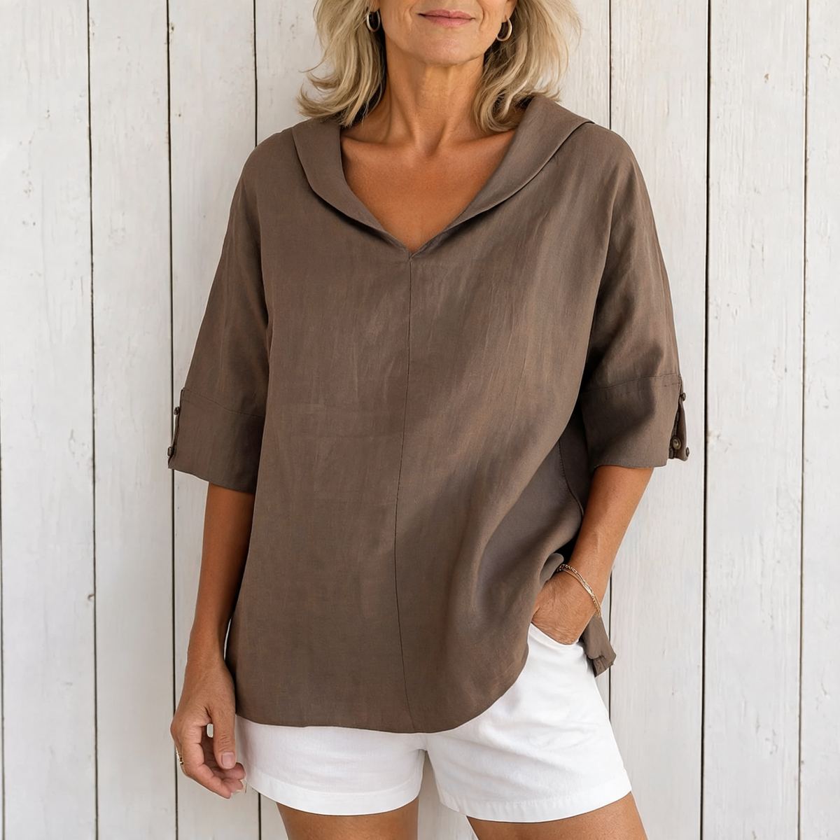 Lyndzi | Everyday Button Blouse - Khaki