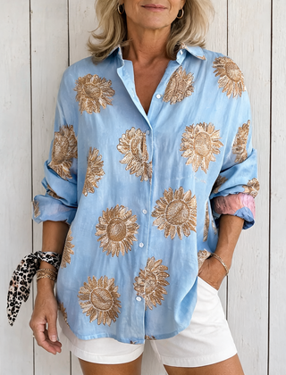 Gaby | Elegant Breathable Blouse - Ocean Blue