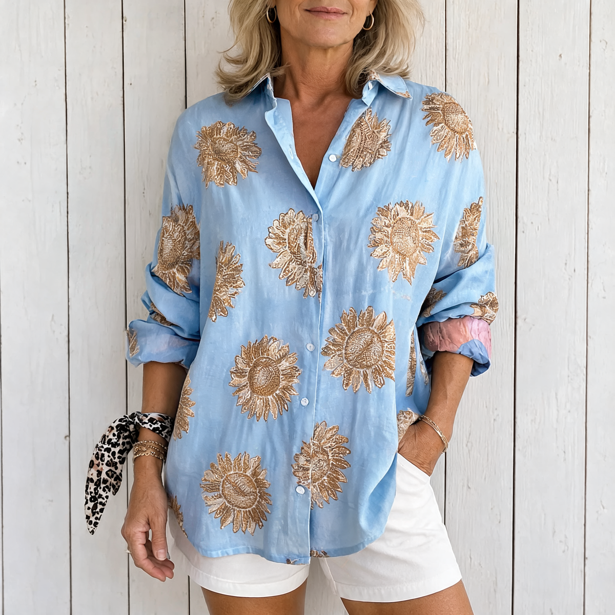 Gaby | Elegant Breathable Blouse - Ocean Blue