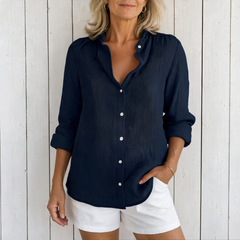 Victoria | Elegant Solid Button Shirt - Black
