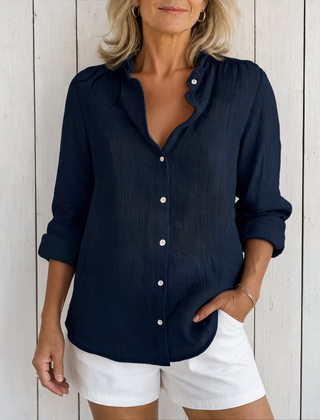 Victoria | Elegant Solid Button Shirt - Black