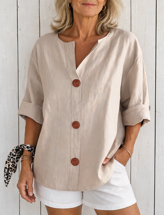 Olivia | Loose Summer Blouse - Beige