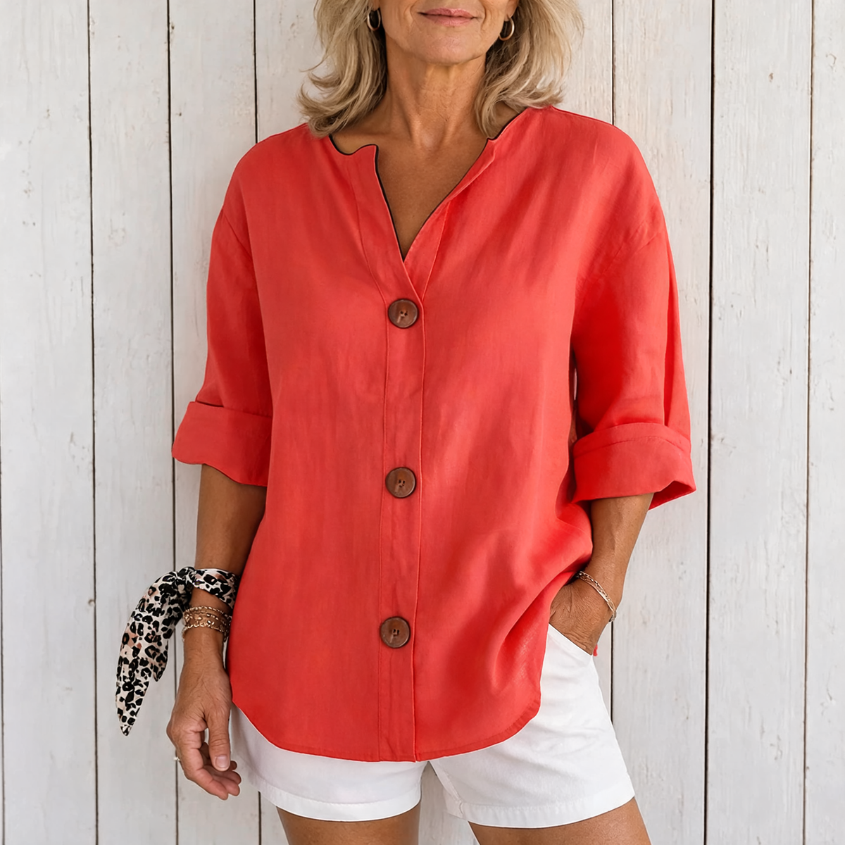 Olivia | Loose Summer Blouse - Red