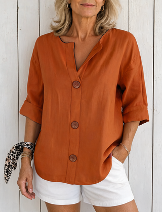 Olivia | Loose Summer Blouse - Orange