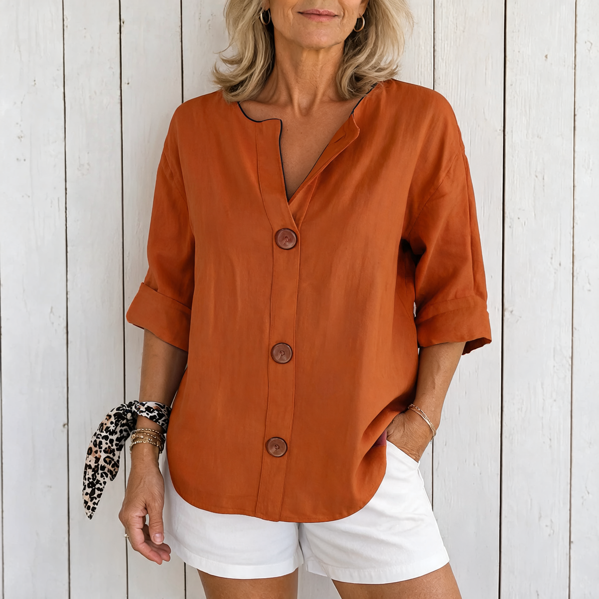Olivia | Loose Summer Blouse - Orange
