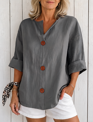 Olivia | Loose Summer Blouse - Gray