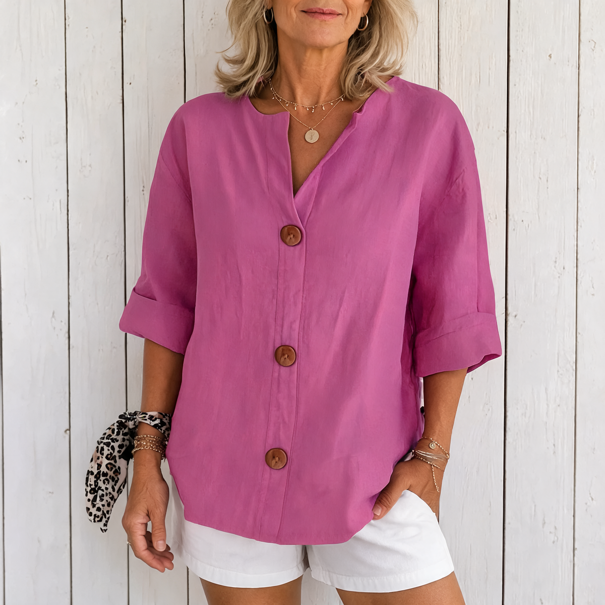Olivia | Loose Summer Blouse - Pink