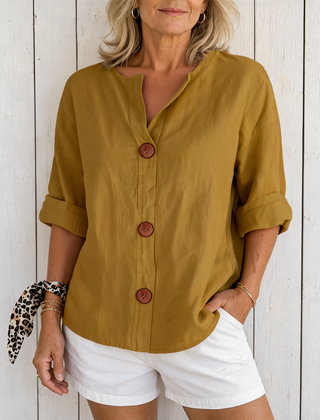 Olivia | Loose Summer Blouse - Yellow