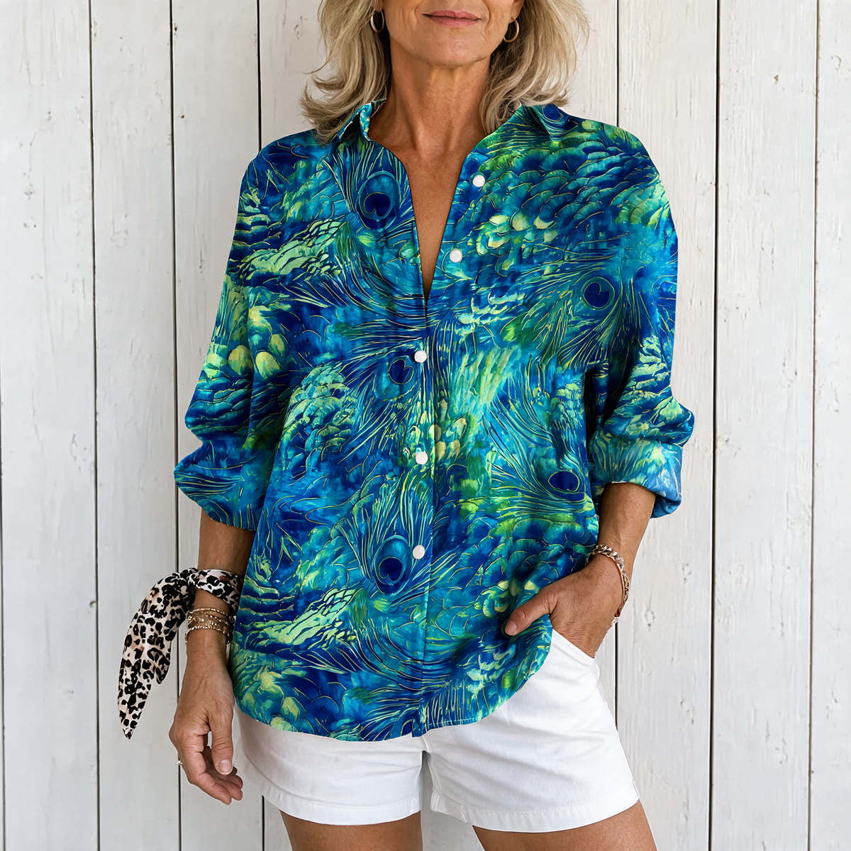 Florina | Peacock Grace Blouse - Multicolor