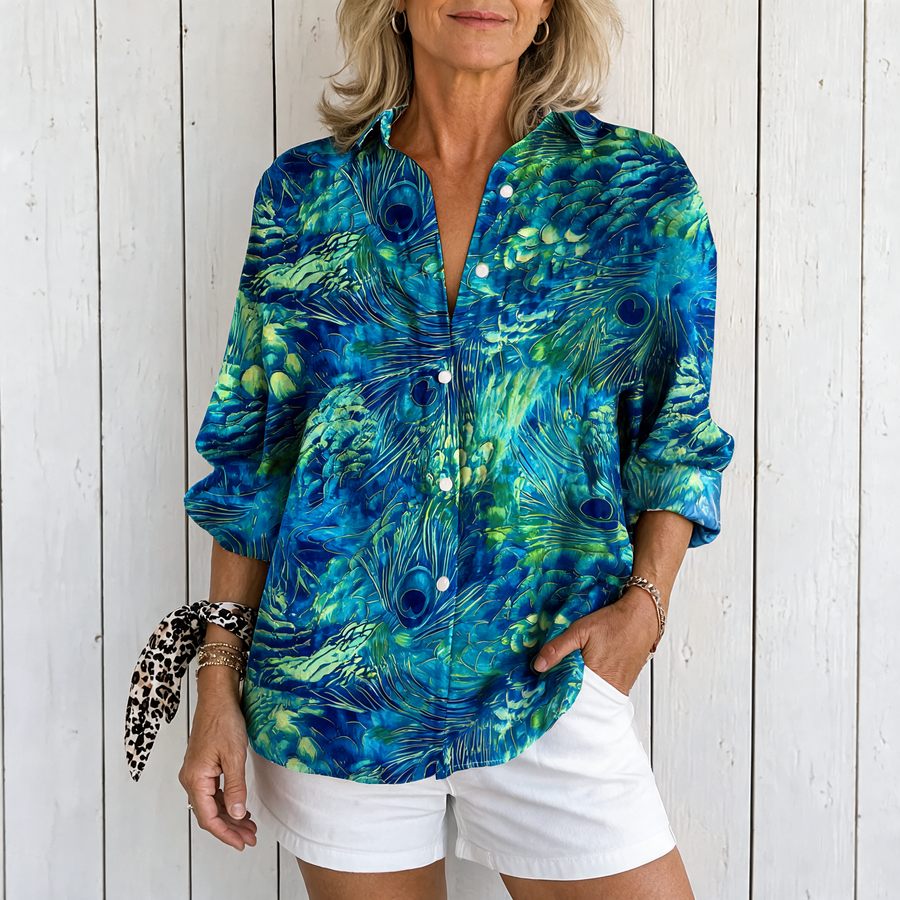 Florina | Peacock Grace Blouse - Multicolor