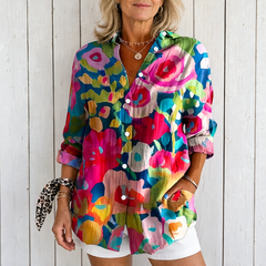 Anica | Vibrant Artistic Button-Up Blouse - Multicolor 1