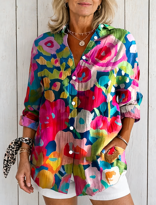 Anica | Vibrant Artistic Button-Up Blouse - Multicolor 1