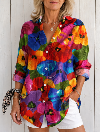 Anica | Vibrant Artistic Button-Up Blouse - Multicolor 2