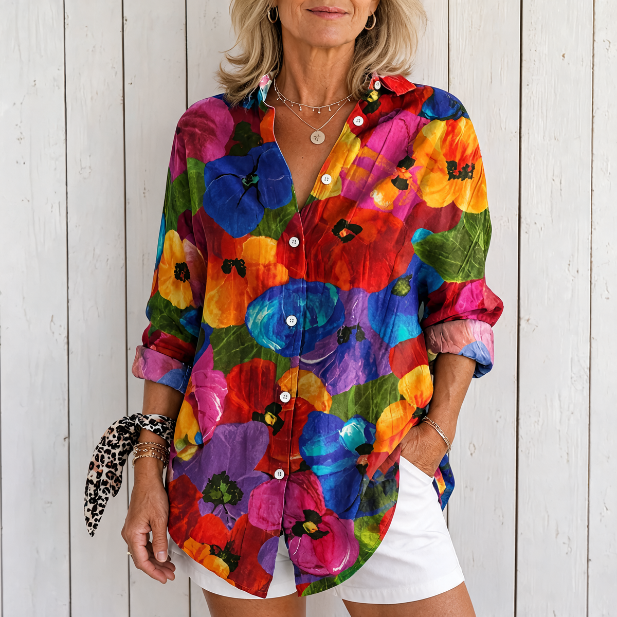 Anica | Vibrant Artistic Button-Up Blouse - Multicolor 2
