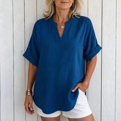 Emma | Casual Short Sleeve Blouse - Blue