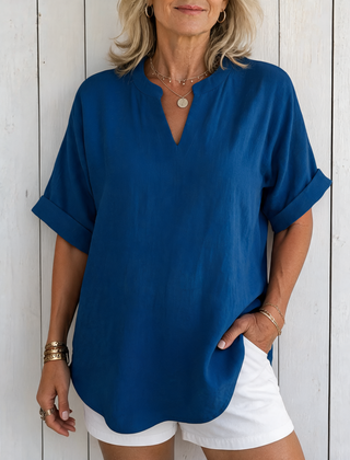 Emma | Casual Short Sleeve Blouse - Blue