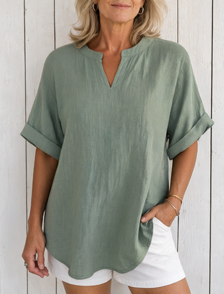 Emma | Casual Short Sleeve Blouse - Green