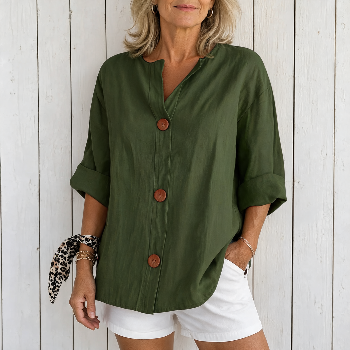 Olivia | Loose Summer Blouse - Green