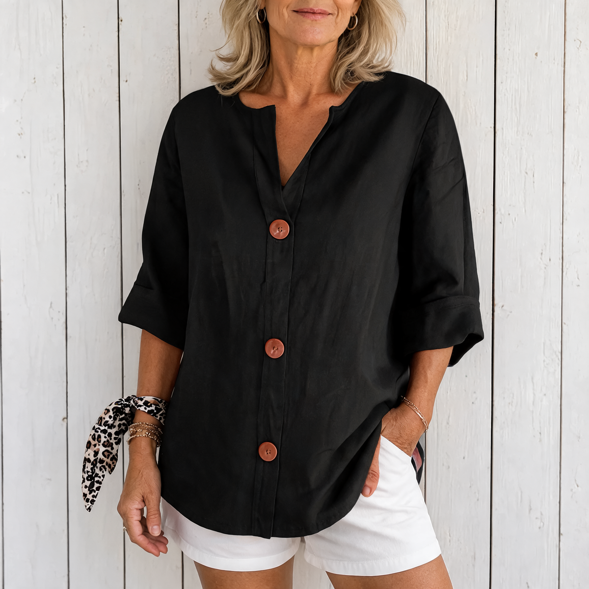 Olivia | Loose Summer Blouse - Black