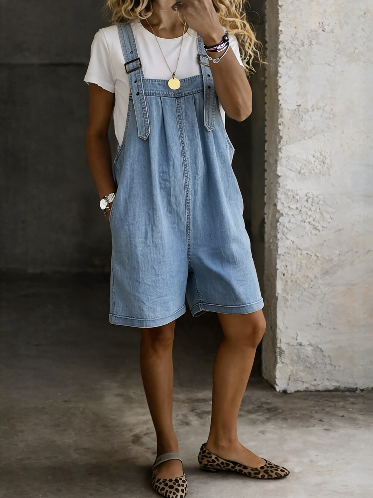 Harlow - Relaxed Denim Short Overalls