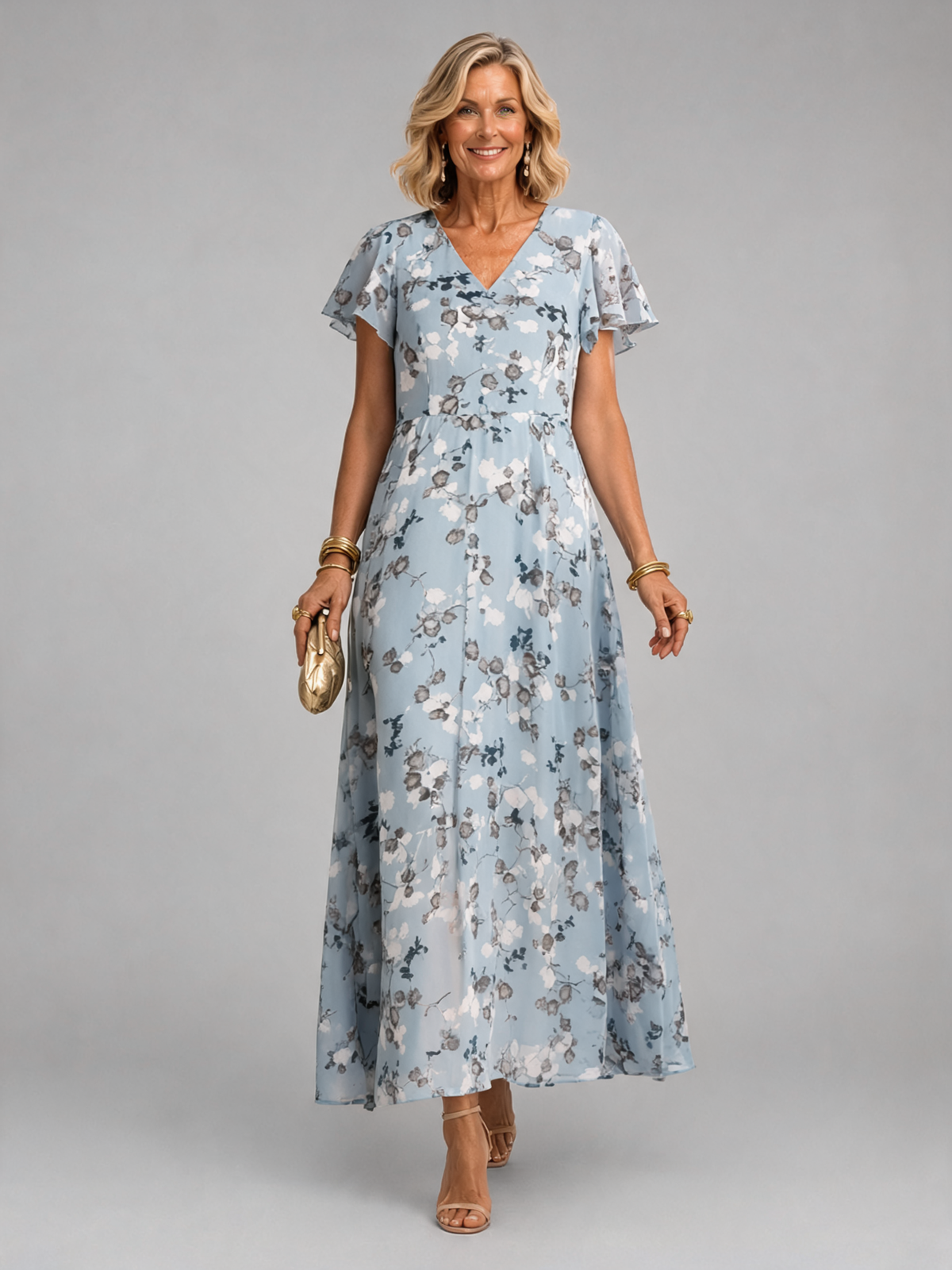 Ismeria | Floral Chiffon Maxi Dress