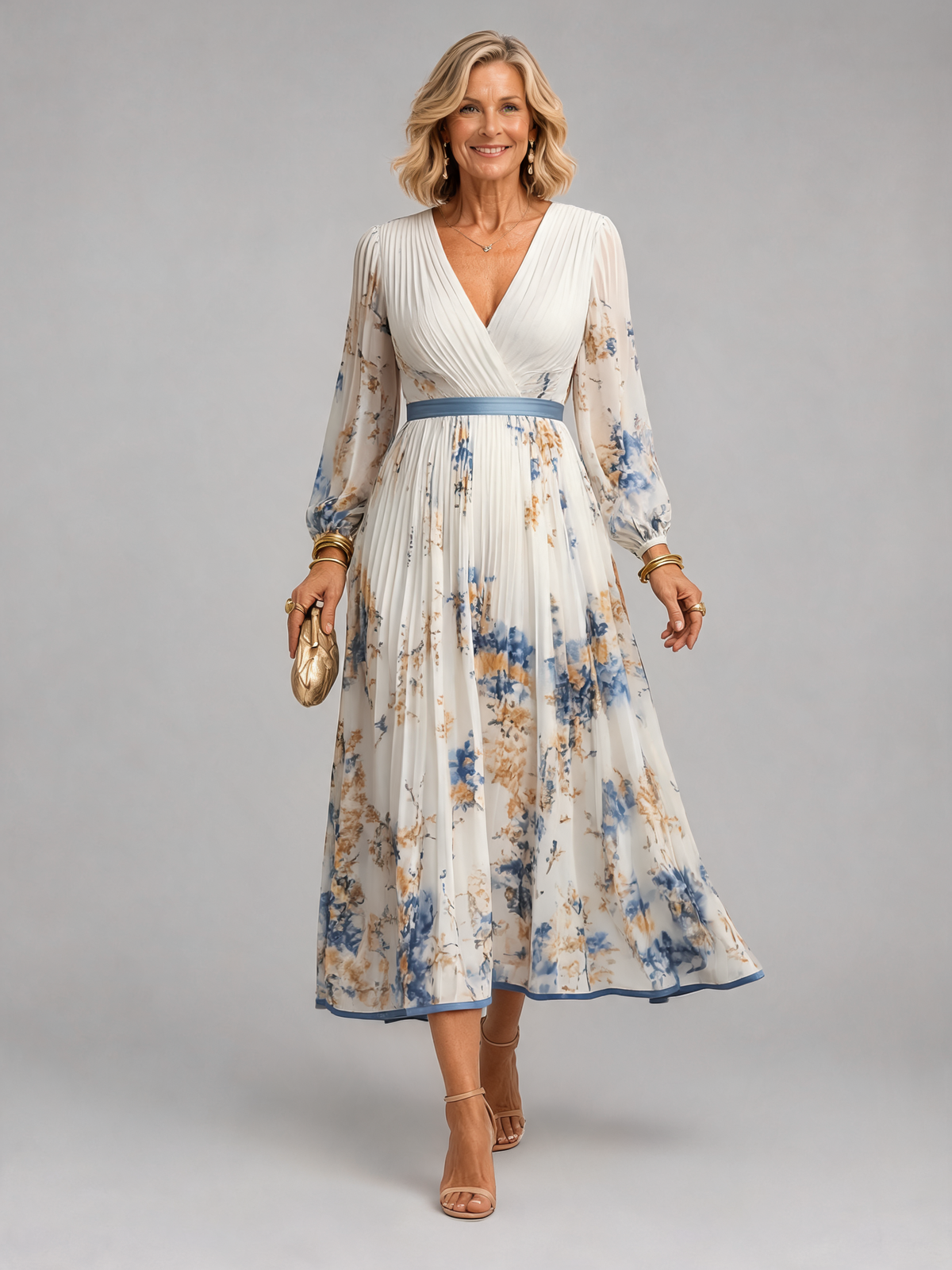 Rielle | Pleated Wrap Midi Dress