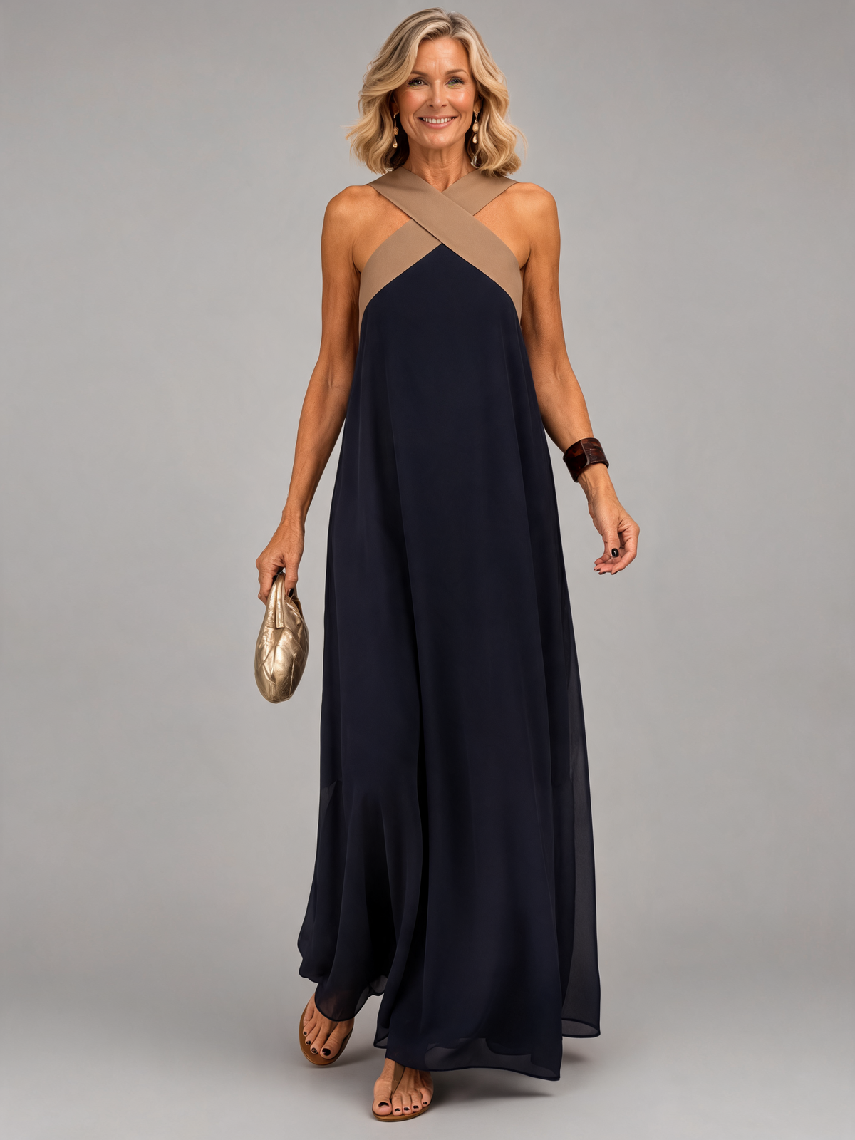 Velora | Cross Elegance Maxi Dress