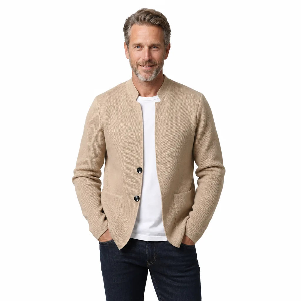 Augustus | Textured Stand-Collar Cardigan