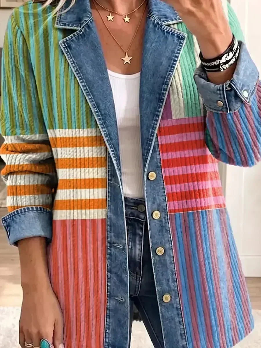 Harper | Geometric Print Denim Jacket