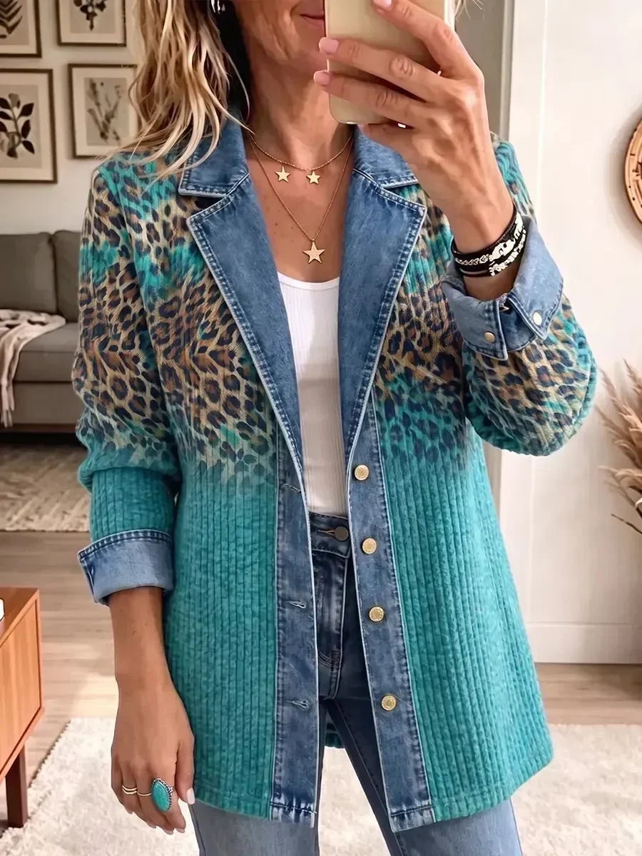Olivia | Leopard Print Denim Jacket