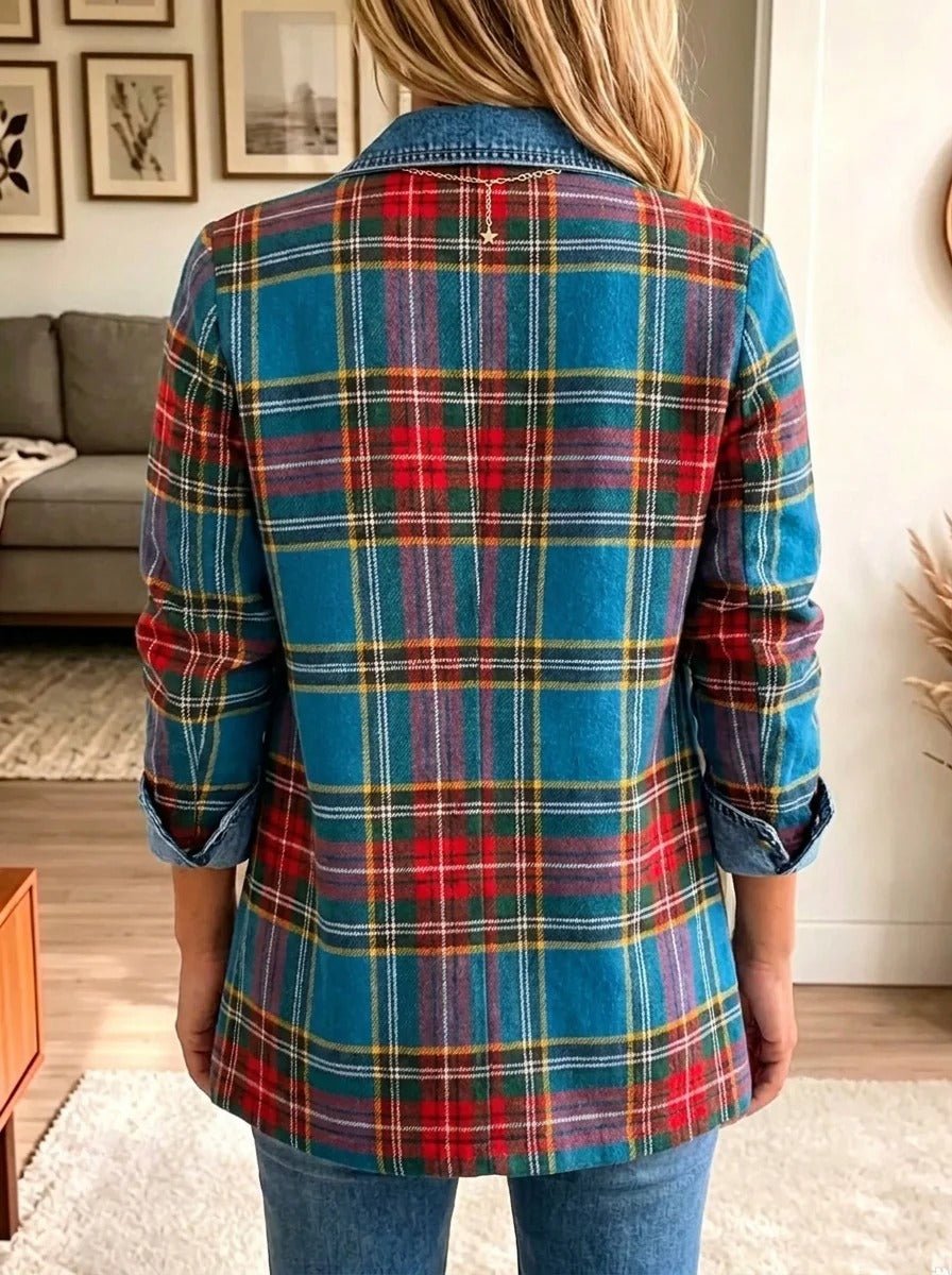 Grace | Tartan Plaid Denim Blazer