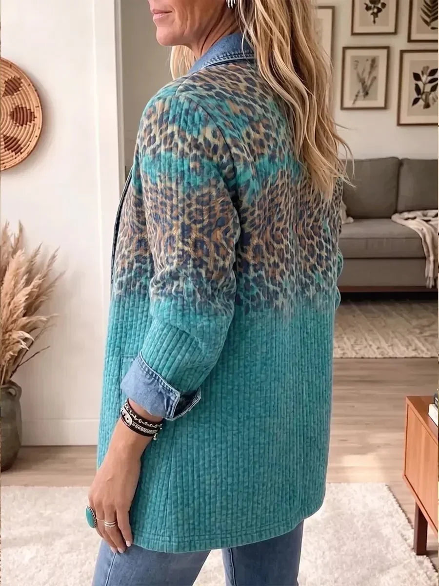 Olivia | Leopard Print Denim Jacket