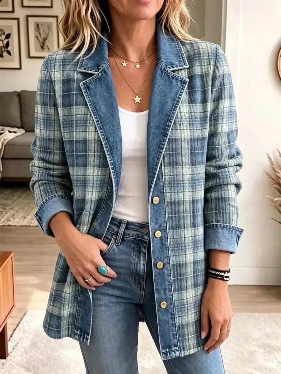 Sofia | Retro Print Denim Jacket