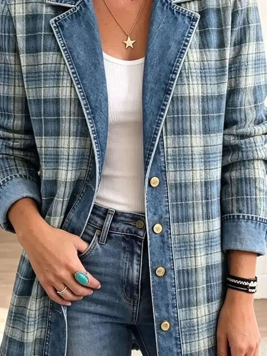 Sofia | Retro Print Denim Jacket