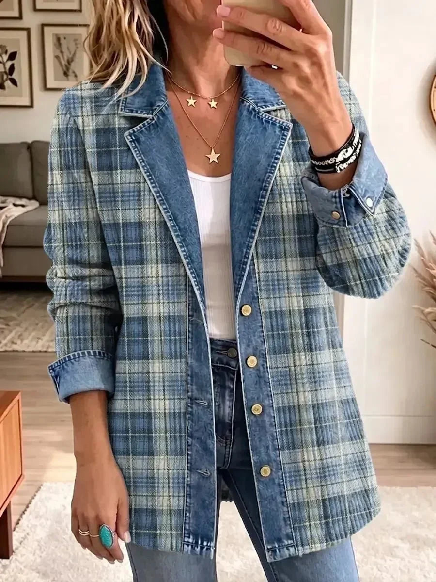 Sofia | Retro Print Denim Jacket