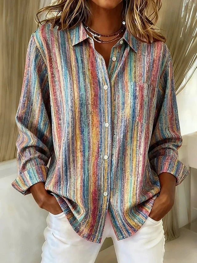 Harlowe | Vintage Multicolor Striped Button Blouse