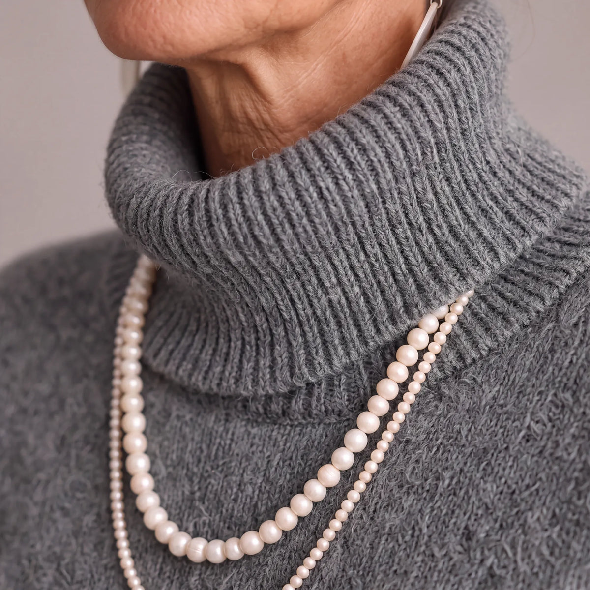 Close-up of the folded turtleneck collar