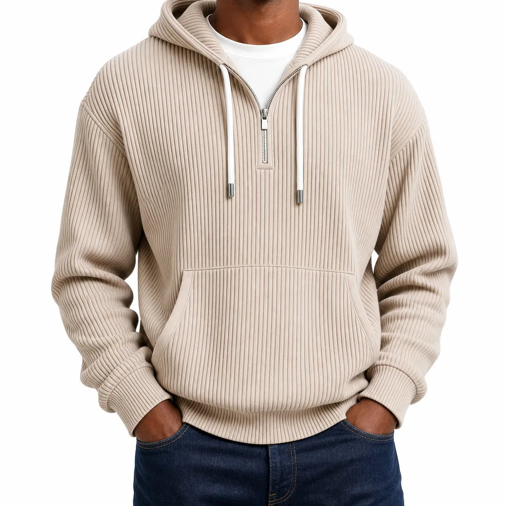 Logan | Ribbed Half Zip Hoodie